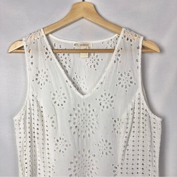 Sundance Jasper Springs White Eyelet Lace Asymmetrical Hem Midi Dress 12 - Picture 4 of 5